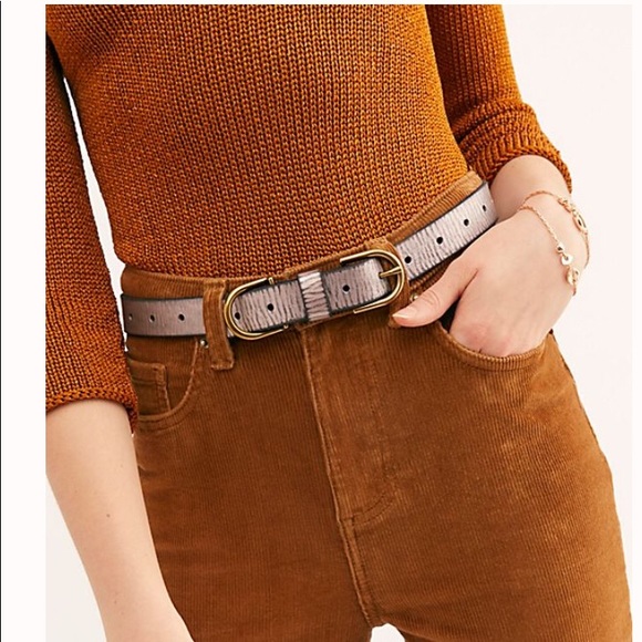 New Free People Pink Denim Days Double Buckle Belt - Picture 2 of 7